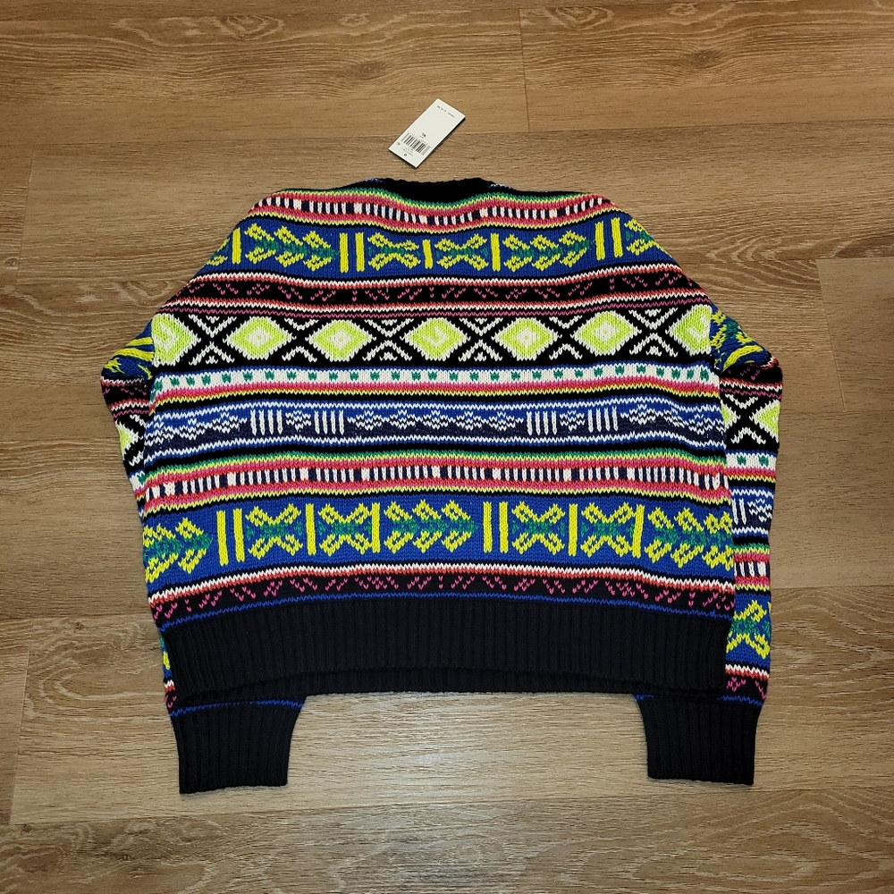 Lauren Ralph Lauren Womens Multi Geo-Motif Cotton-Linen Sweater Size XL New $195 - Picture 2 of 4